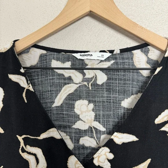 Sonoma Floral Dress Size 2x w/ Pockets Button Front Tiered Midi Dress - Picture 6 of 13